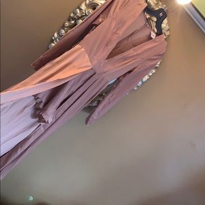 Champagne long sleeve romper with cape attached